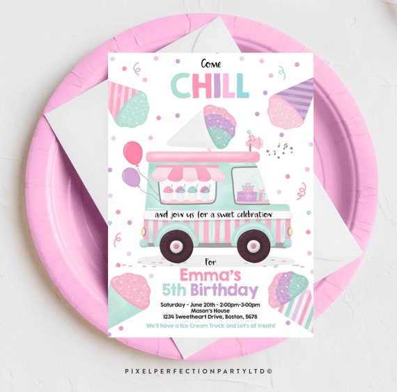 Editable Snow Cone Birthday Party Invitation Shaved Ice Birthday Party Invitation Truck Party Snow Ball Truck Party Instant Download SC Il_570xn