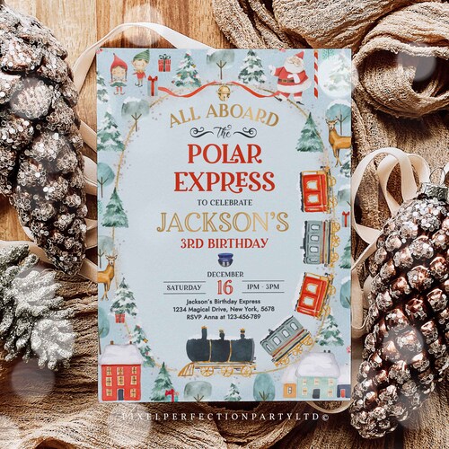 Polar Express Invitation Red INSTANT DOWNLOAD Partially - Etsy