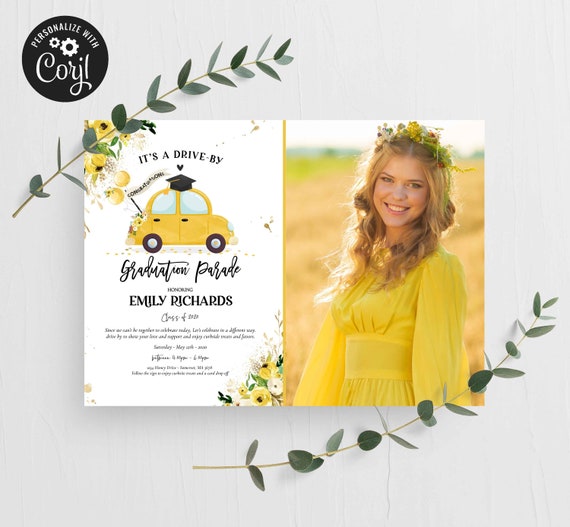 Editable Drive By Graduation Parade Invitation Drive Through Graduation Party Social Distancing Quarantine Graduate 2020 Instant Download FD Il_570xn