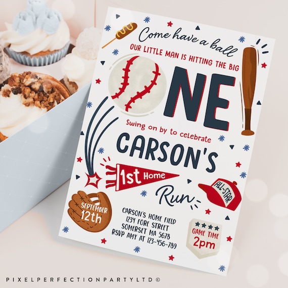 Editable Baseball Invitation Baseball Birthday Invitation Baseball 1st