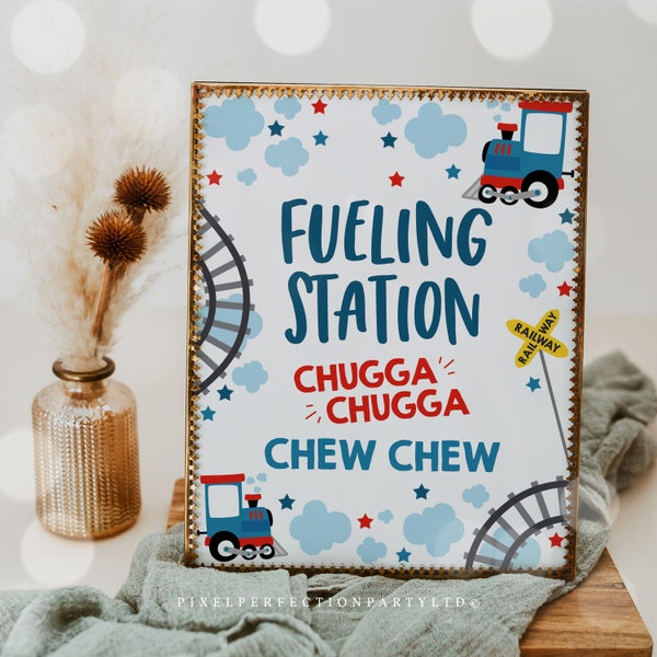 Fuelling Station Table Sign Choo Choo Train Party Sign Train Party Food Station Train Party Decorations Chugga Chugga Table Sign Decor TC