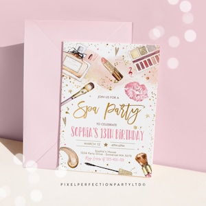 Editable Spa Makeup Birthday Party Invitation Glam Party Invitation Girl Blush Pink And Gold Spa Party Tween Party Instant Download KE image 4