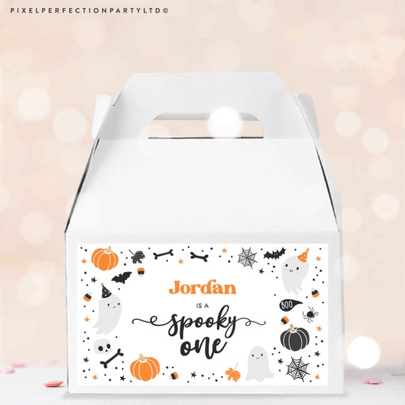 Editable Orange Halloween Ghost Gable Box Labels Neutral Ghost Spooky ...