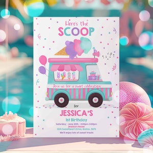 Editable Ice Cream Truck Birthday Invitation Ice Cream Birthday Invitation Ice Cream Party Ice Cream Truck Party Instant Download WV