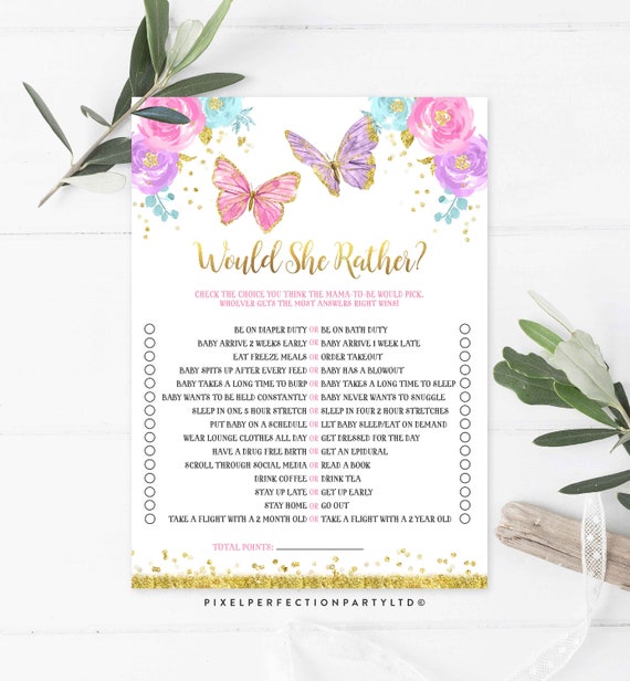 Butterfly Would She Rather Game Butterfly Baby Would She Rather Butterfly Game Butterfly Baby Shower Games Instant download 2I Il_570xn