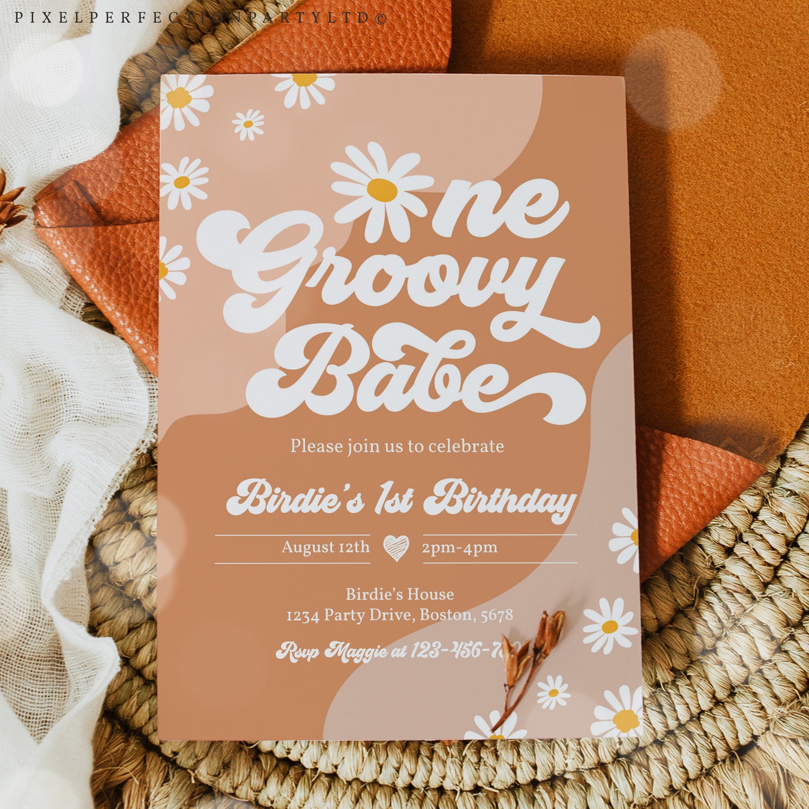 Editable One Groovy Baby 1st Birthday Party Invitation Boho Etsy Canada