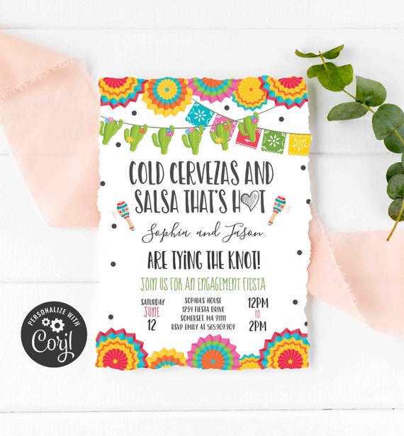 Editable Fiesta Engagement Invitation Couples Shower Fiesta Cold ...