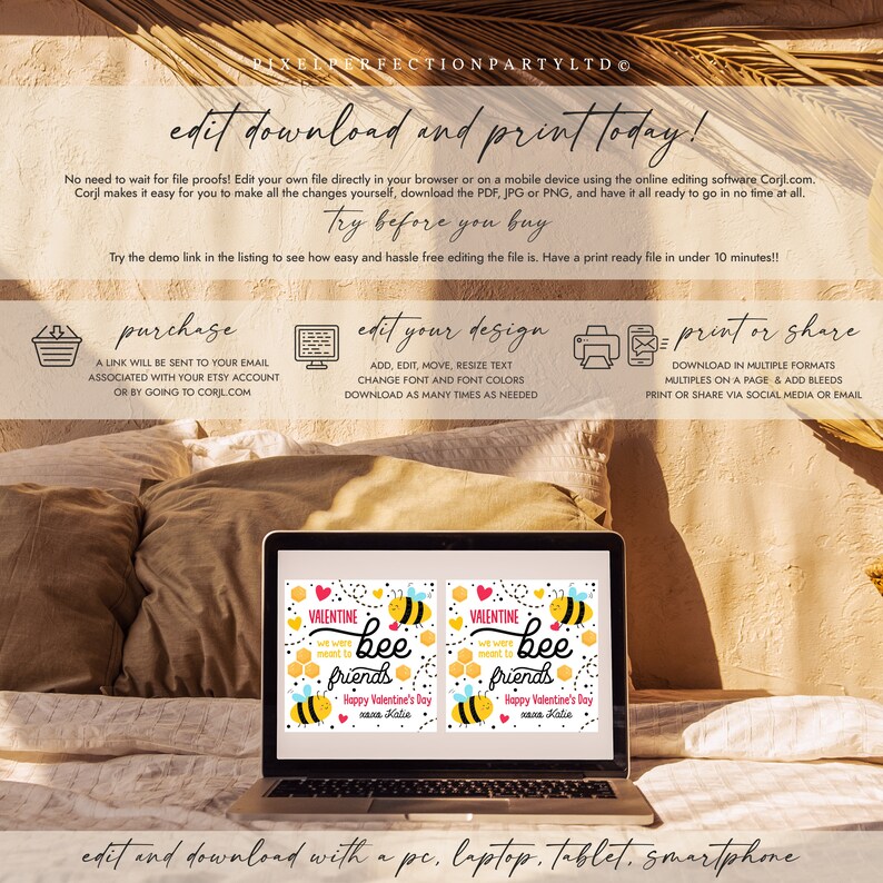Editable Bee Valentine's Day Gift Tag Meant to Bee Friends Valentine ...