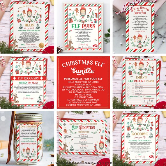 EDITABLE Elf Activity Kit Bundle Elf Letters Elf Signs Elf Gift Tags Elf Surveillance Elf Cam Elf Report Elf Activities Instant Download LE Il_570xn