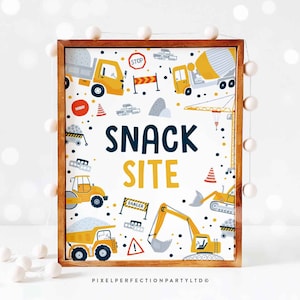 Snack Site Construction Snack Birthday Party Sign Dump Truck Birthday Digger Excavator Dumper Construction Site Decor Instant Download AC