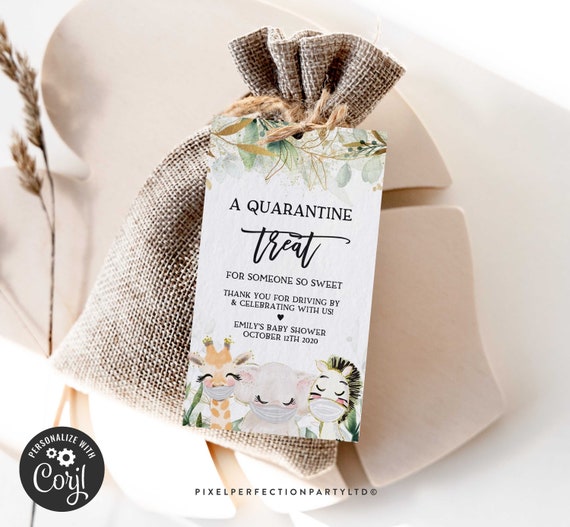 Editable Safari Drive Through Baby Shower Favor Tag Greenery Safari Animal Gift Tag Drive-By Baby Shower Favor Tag Instant Download BG Il_570xn