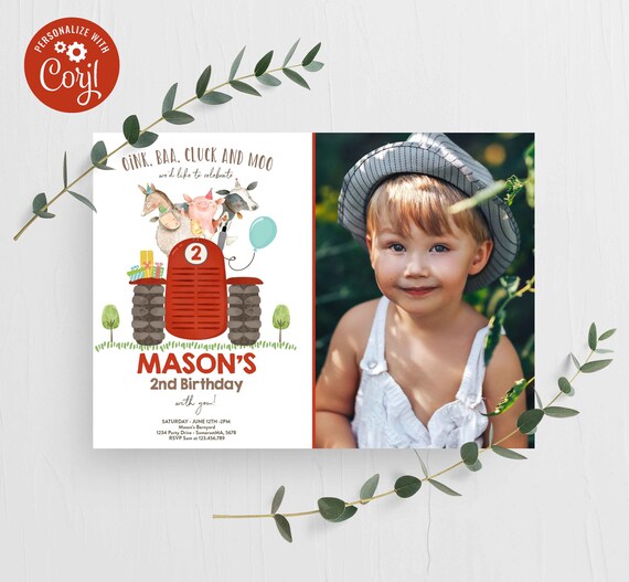Editable Farm Birthday Invitation Boy Farm Animals Birthday Invitation Boy Barnyard Birthday Party Petting Zoo Party Instant Download BY Il_570xn