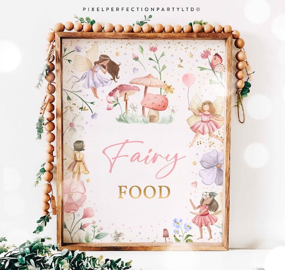 Fairy Birthday Party Fairy Food Table Sign Whimsical Enchanted Magical Floral Fairy Princess Party Decorations Instant Download SF Il_570xn