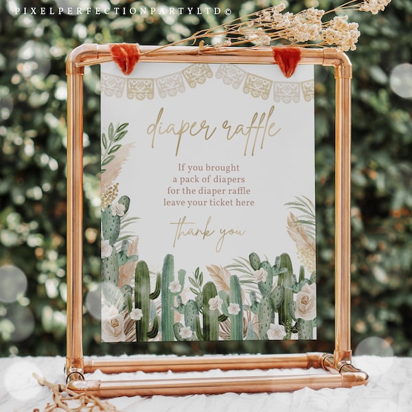 Fiesta Baby Shower Diaper Raffle Drop Off Sign Game Taco Bout A Baby Boho Tropical Pampas Grass Gender Neutral Decor Instant Download AE
