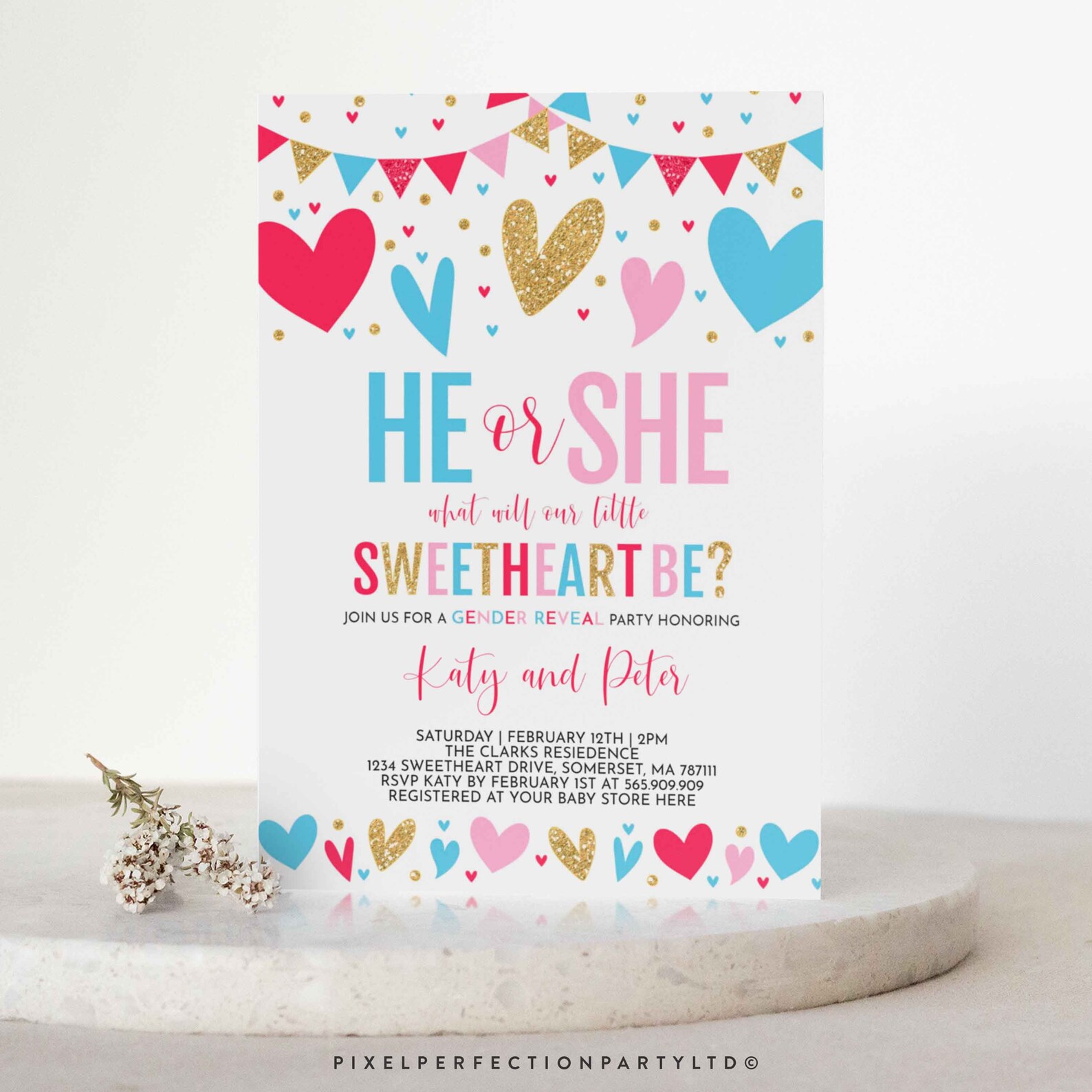 Valentine Gender Reveal Invitation Valentines Day Gender Etsy UK