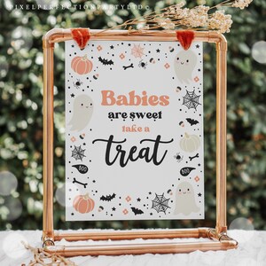 Ghost baby's zijn lief, neem een traktatie teken Halloween genderneutraal schattig Ghost baby shower een beetje boe is verschuldigd decor Instant Download GY6