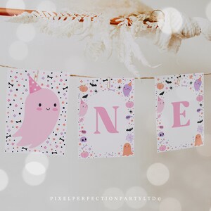 Pink Halloween Ghost Highchair Banner Pink Ghost Spooky One Highchair Banner Spooktacular Halloween One 1st Birthday Instant Download F6