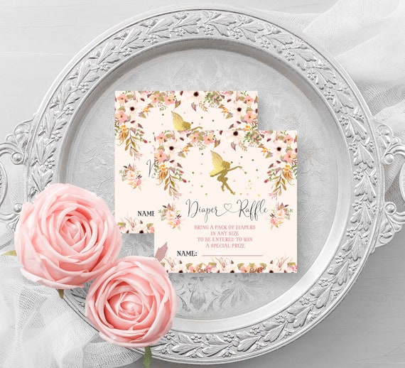 Fairy Diaper Raffle Tickets Floral Fairy Baby Shower Diaper Raffle Ticket Rustic Floral Fairy Tea Party Baby Shower Instant download N1 Il_570xn