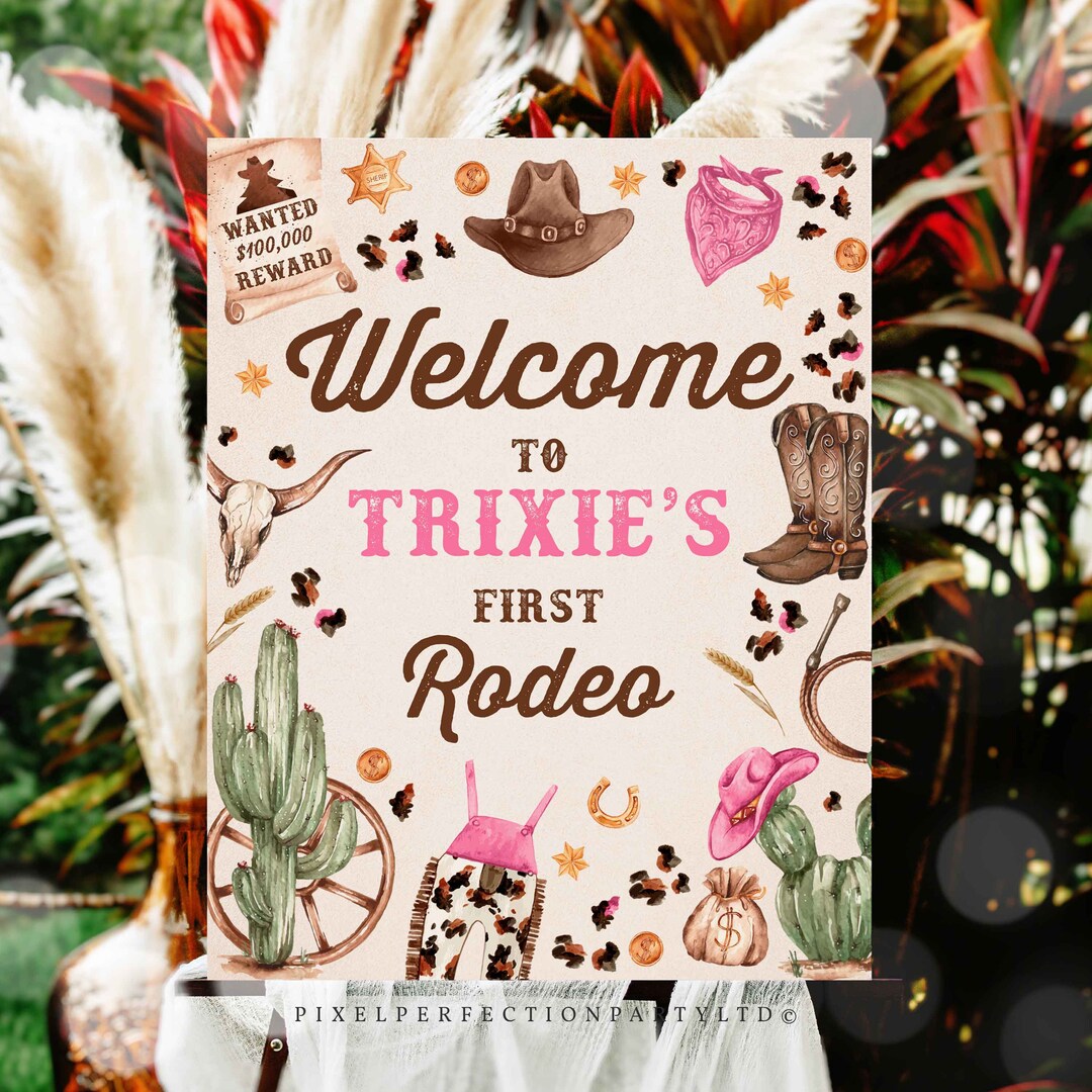 Editable Cowgirl Birthday Party Welcome Sign Wild West Cowgirl Rodeo ...