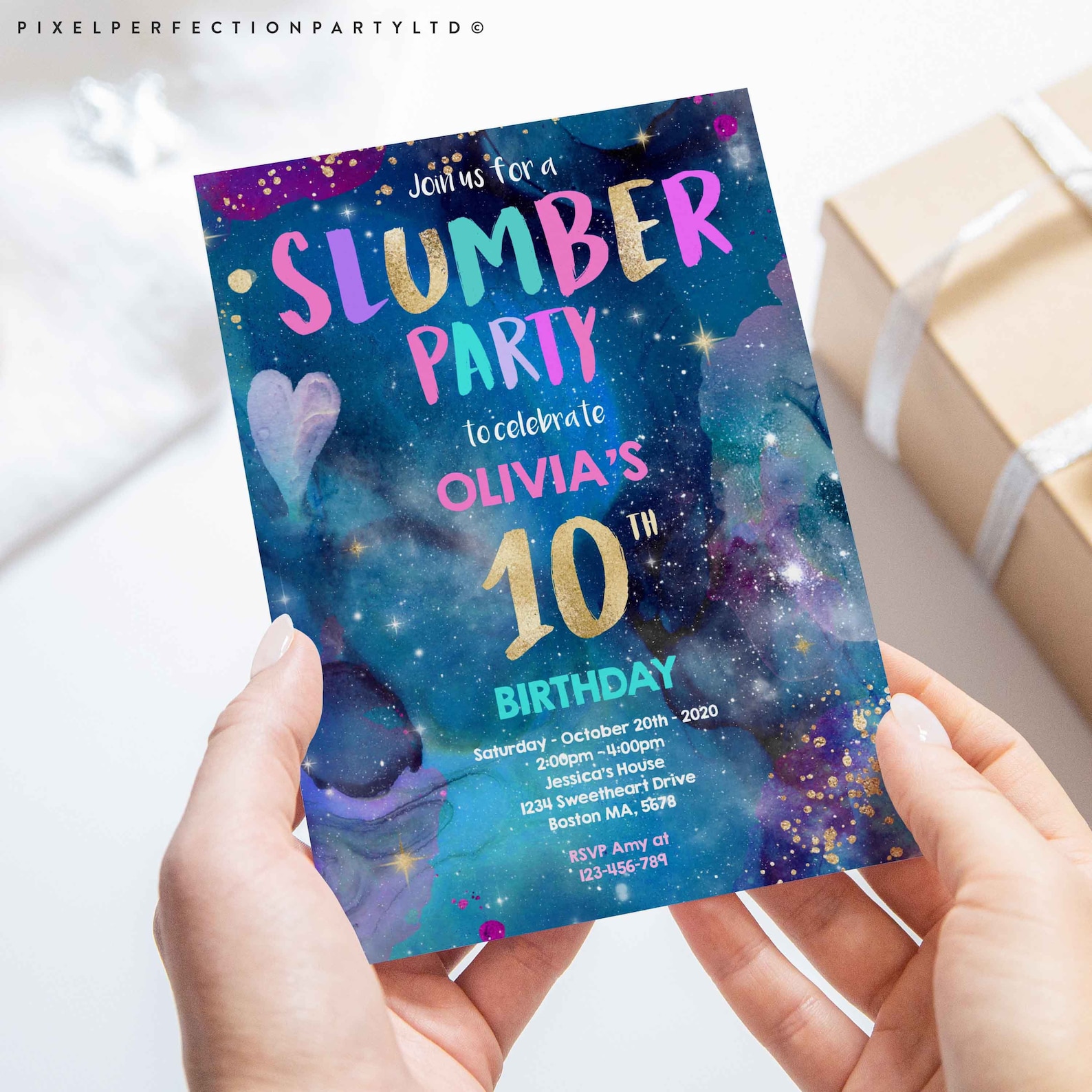 Editable Galaxy Birthday Party Invitation Galaxy Slumber Party - Etsy UK