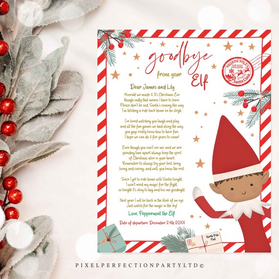 Editable Elf Goodbye Letter Elf Departure Letter Elf Farewell Letter ...