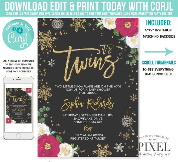 online twin baby shower invitations