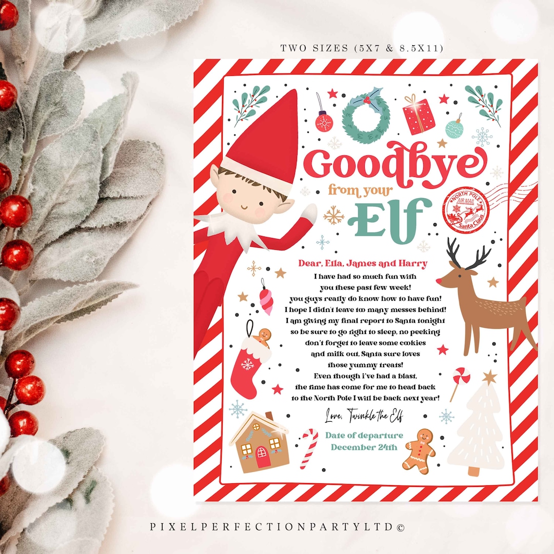 Editable Elf Goodbye Letter Elf Departure Letter Elf Farewell