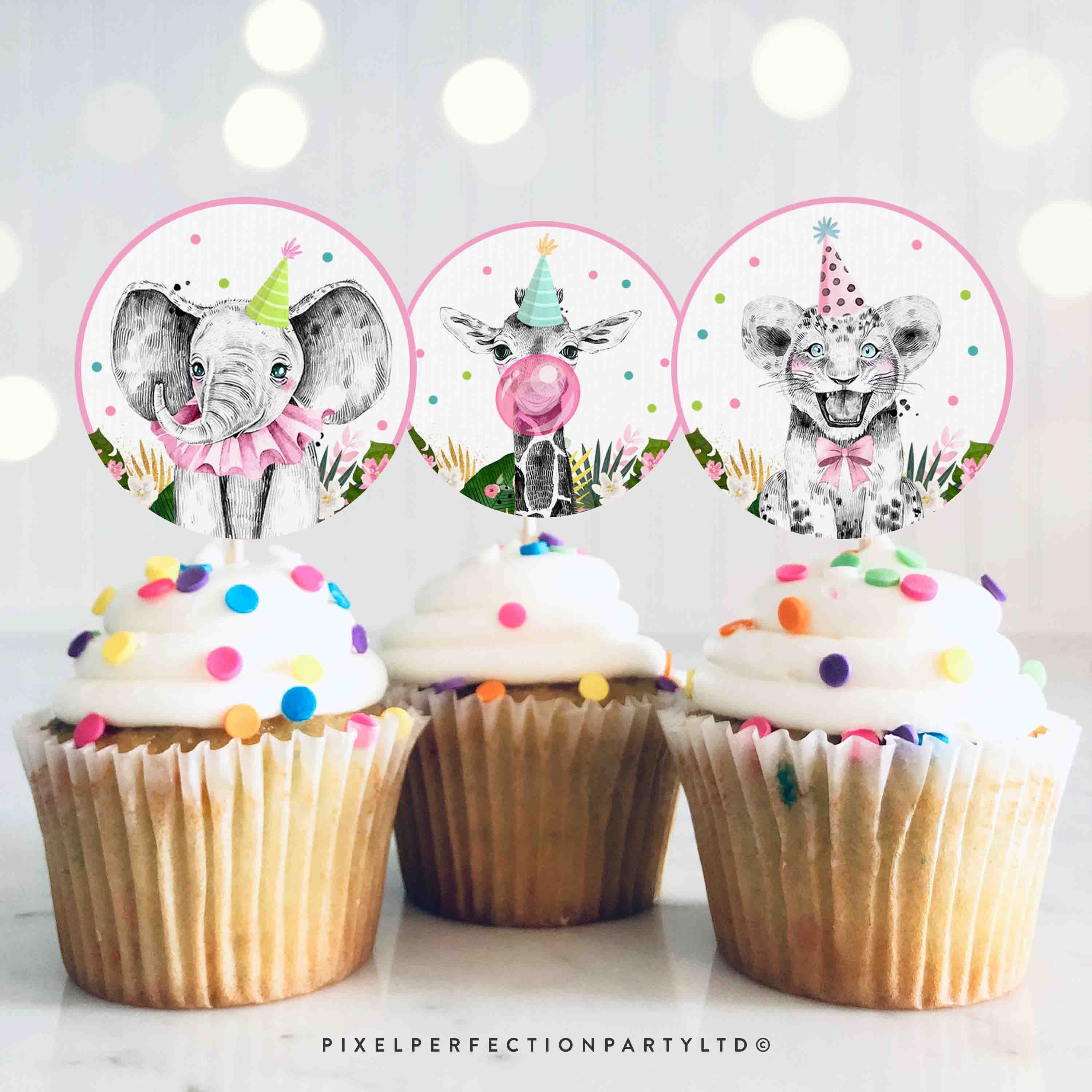 Party Animal Cupcake Toppers Pink Safari Wild One Cupcake - Etsy Party Animal Cupcake Toppers Pink Safari Wild One Cupcake - Etsy