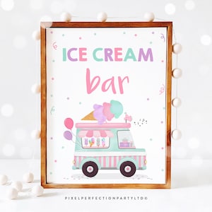 Ice Cream Birthday Party Sign Ice Cream Bar Table Sign Ice Cream Buffet Table Sign Ice Cream Sweet One Two Sweet Party Decorations YU