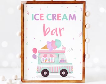 Ice Cream Birthday Party Sign Ice Cream Bar Table Sign Ice Cream Buffet Table Sign Ice Cream Sweet One Two Sweet Party Decorations YU