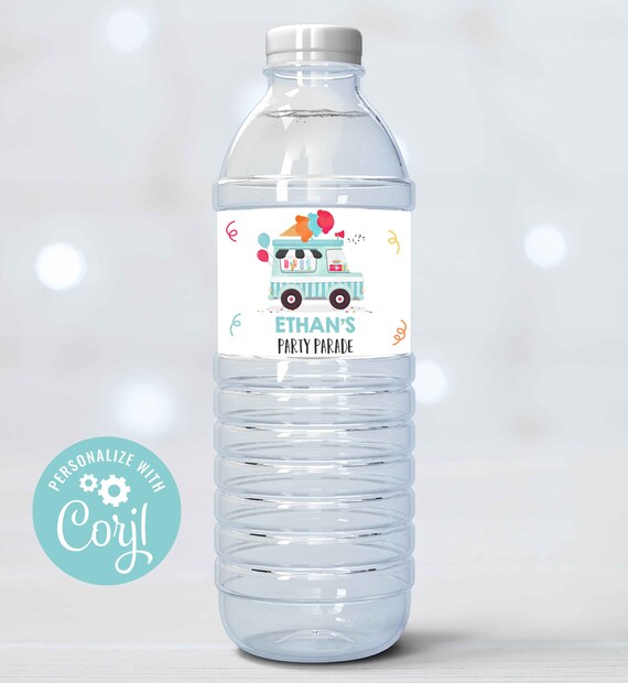 Editable Drive By Birthday Parade Water Labels Ice Cream Party Parade Water Bottle Label Quarantine Party Bottle Wraps Instant Download IC Il_570xn