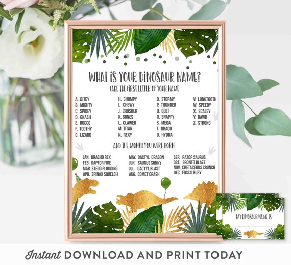 What Is Your Dinosaur Name Game Dinosaur Party Game Dinosaur Party Dinosaur Birthday T-Rex Birthday Party Name Game Instant Download File 15 Il_570xn