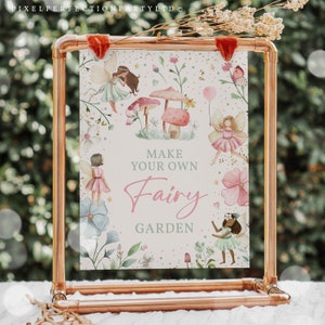 Fairy Birthday Party Make A Fairy Garden Table Sign Whimsical Enchanted Magical Floral Fairy Princess Party Decorations Instant Download FT