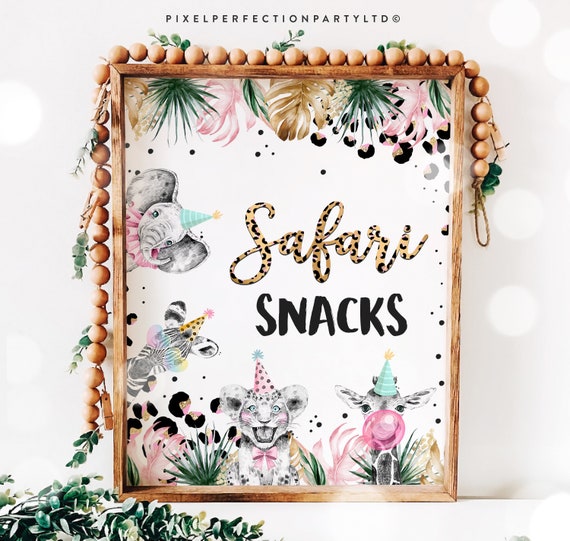 Safari Safari Snacks Birthday Party Sign Leopard Print Safari | Etsy