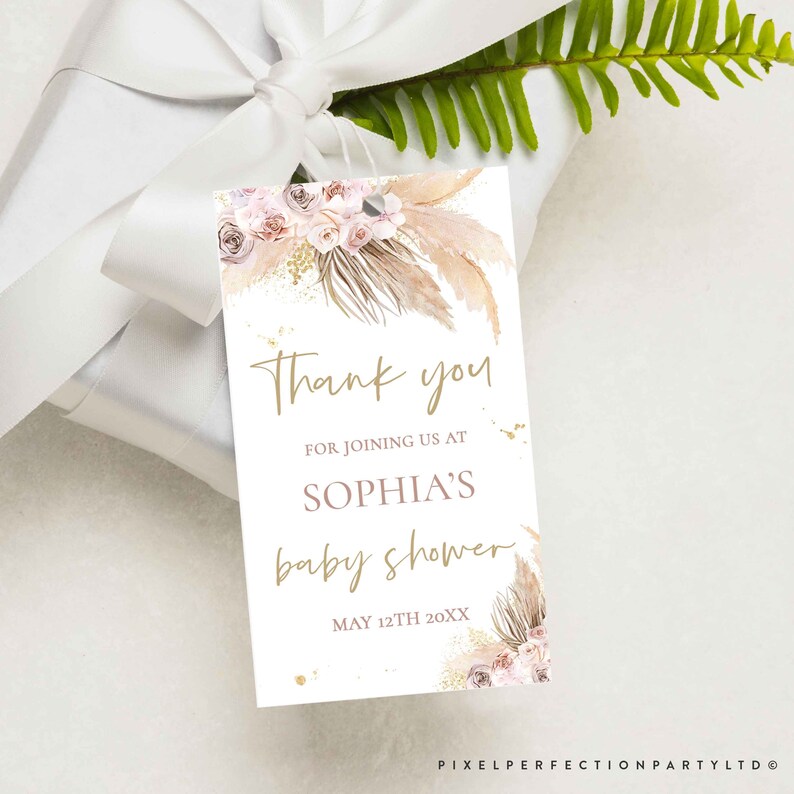 Editable Pampas Grass Bohemian Baby Shower Favor Tag Pampas - Etsy Canada