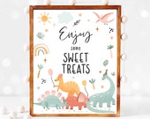 Dinosaur Enjoy Some Sweet Treats Birthday Party Sign Treat Sign Pastel Dinosaur Jurassic T-Rex Sign Dinosaur Party Decor Instant Download DJ Il_170x135