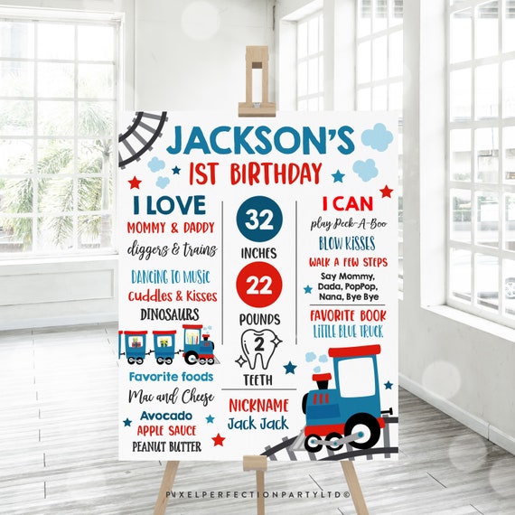Editable Train Birthday Milestone Sign Poster Choo Choo Train Etsy