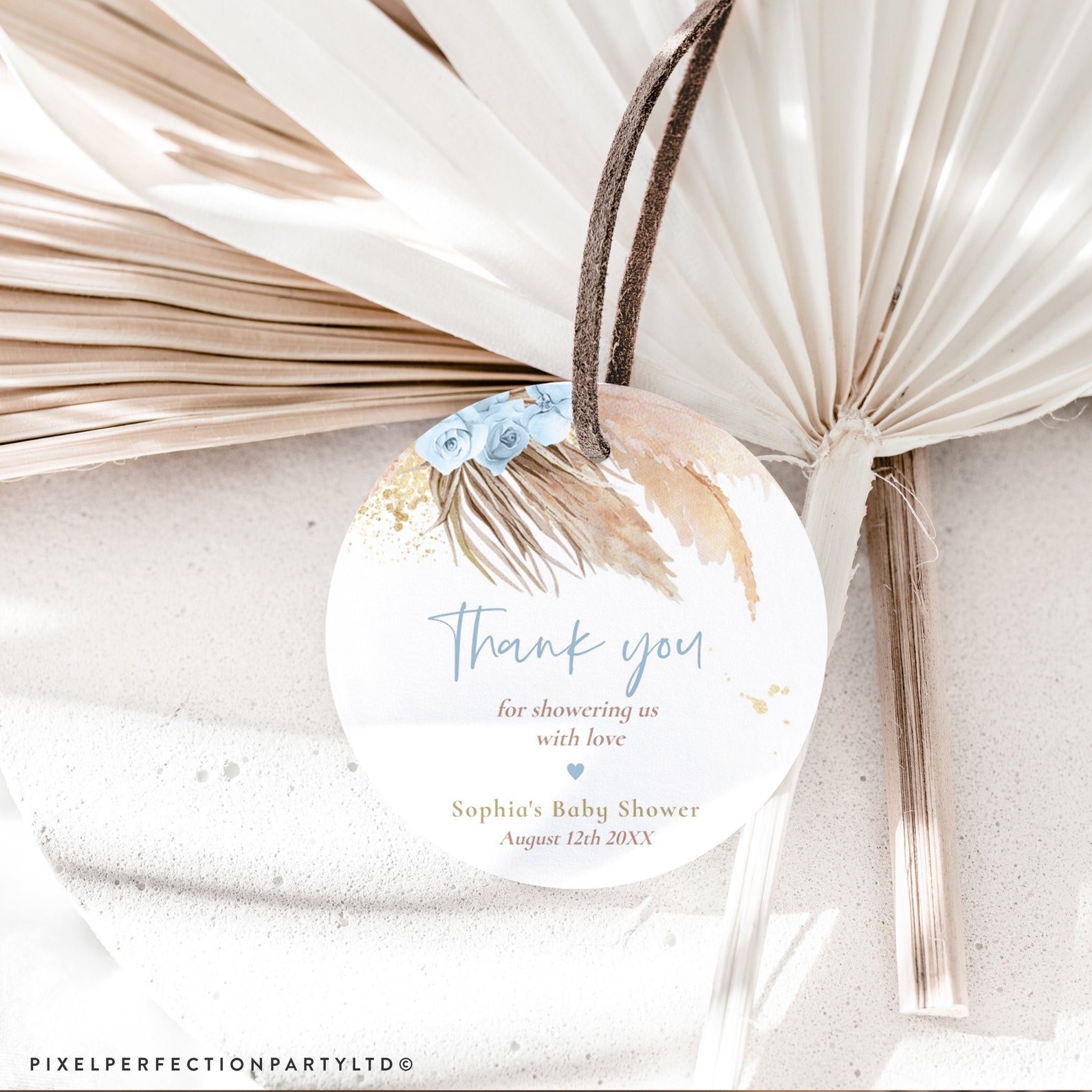 Editable Pampas Grass Favor Tag Bohemian Baby Shower Decorations Boho ...