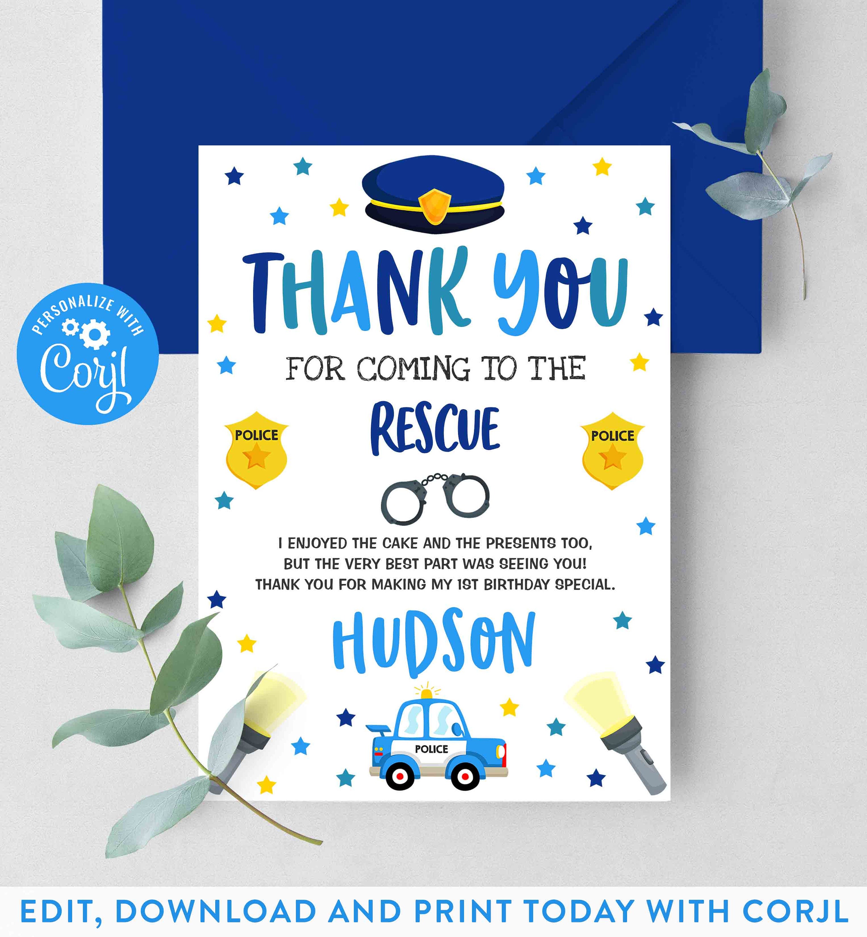 Editable Police Birthday Party Thank You Card Police Officer Etsy Australia Editable Police Birthday Party Thank You Card Police Officer Etsy Australia