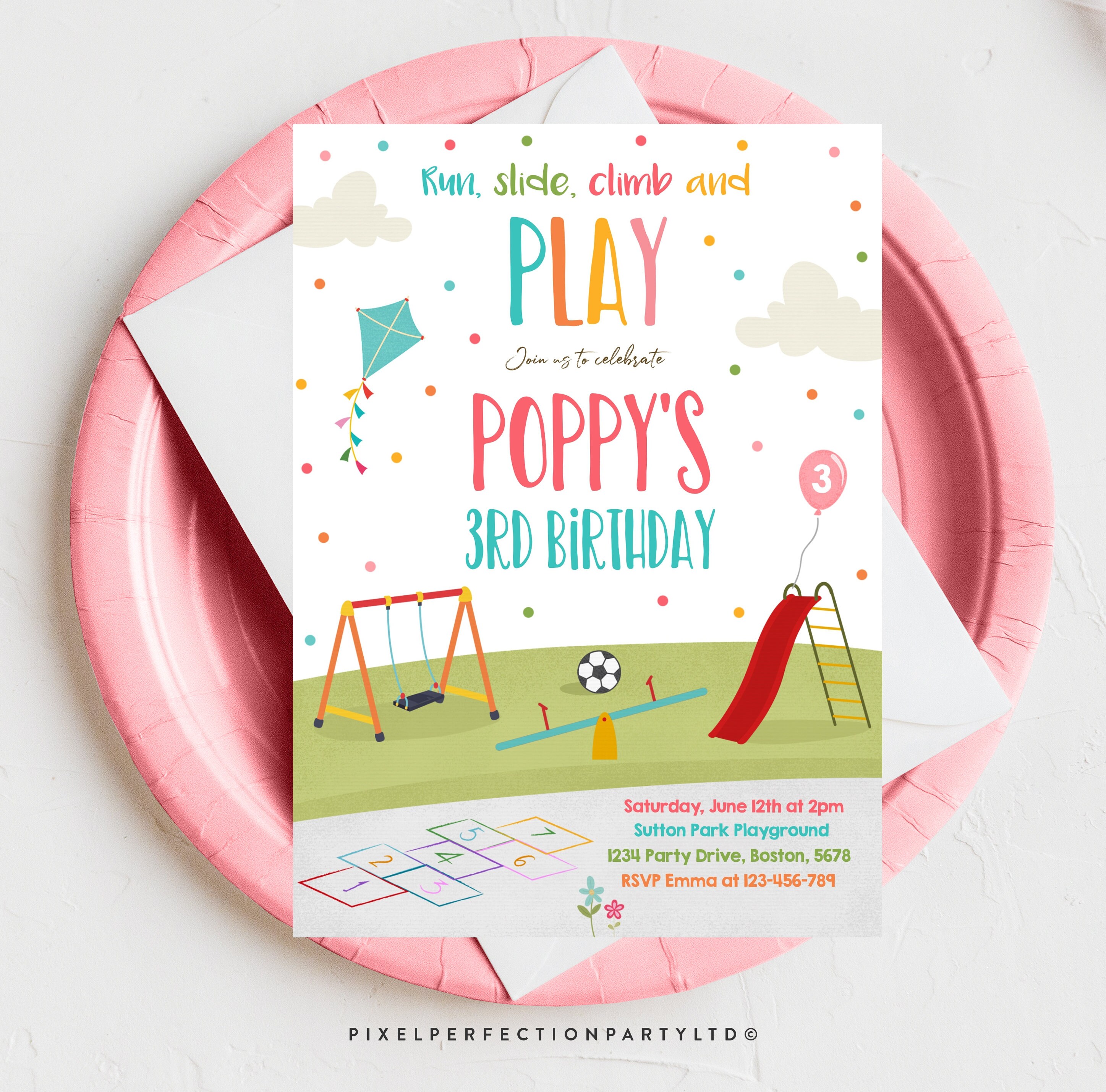Editable Playground Birthday Party Invitation Park Birthday Etsy