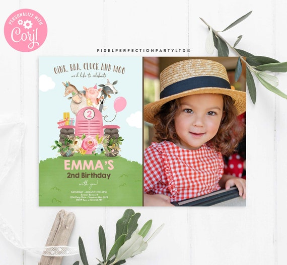 Editable Farm Birthday Invitation Girl Floral Farm Animals Birthday Invitation Farm Barnyard Birthday Party Petting Zoo Instant Download KJ Il_570xn