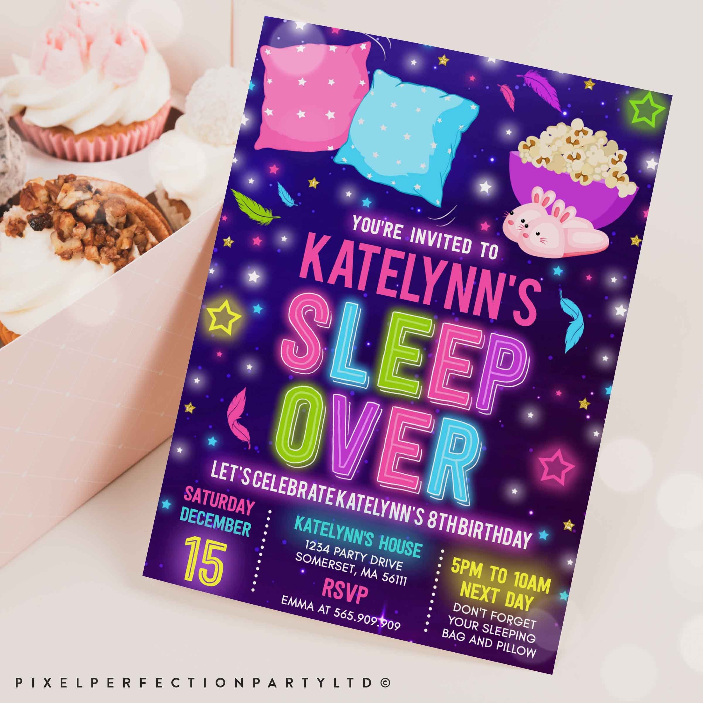 Invitations Editable Sleepover Birthday Invitations Sleep Over Party Invitation Pajamas Party