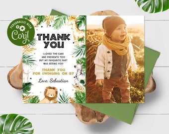 Editable Safari Thank You Card Birthday Jungle Safari Thank You Card Thank You For Swinging By Thank You Card Instant Download File 25