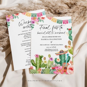 Editable Fiesta Bachelorette Weekend Invitation With Editable Itinerary Final Fiesta Bachelorette Invite & Itinerary Instant Download GE