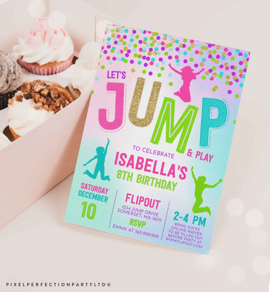 Jump Invitation Jump Birthday Invitation Trampoline Party Bounce House