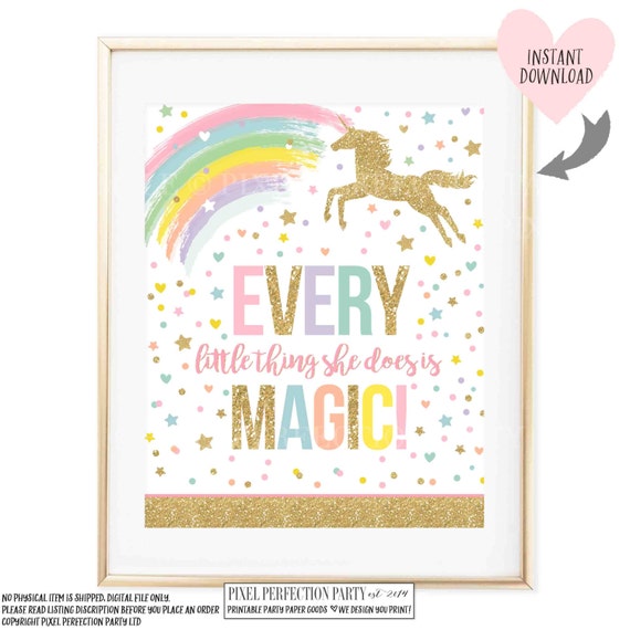 Unicorn Wall Quote Unicorn Party Sign Every Little Thing ...