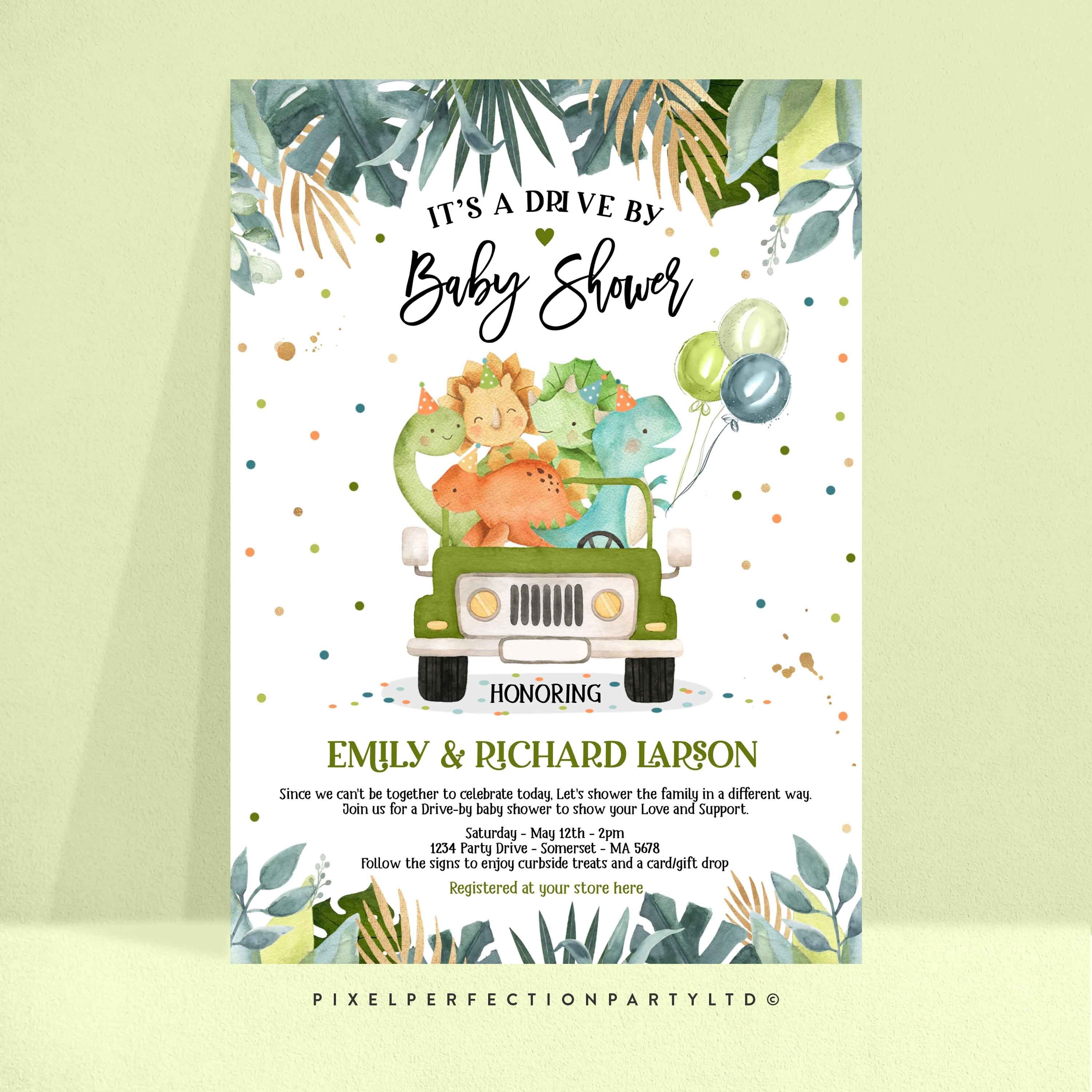 Invitations Paper Invitations & Announcements Drive by Baby Shower