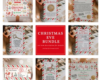 EDITABLE Christmas Eve Box Kit Letter From Santa Nice Certificate Labels Tags Candy Wrapper Christmas Eve Tradition Box Instant Download LE