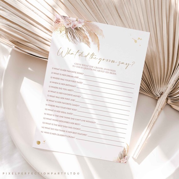 Pampas Grass Bridal Shower What Did The Groom Say Game Bohemian Bridal Shower Boho Tropical Desert Bridal Shower Instant Download PG Il_570xn