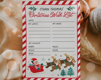 Editable Christmas Wish List Letter Santa Claus Christmas Wish List Santa Letter North Pole Mail Christmas Eve Box Instant Download E23